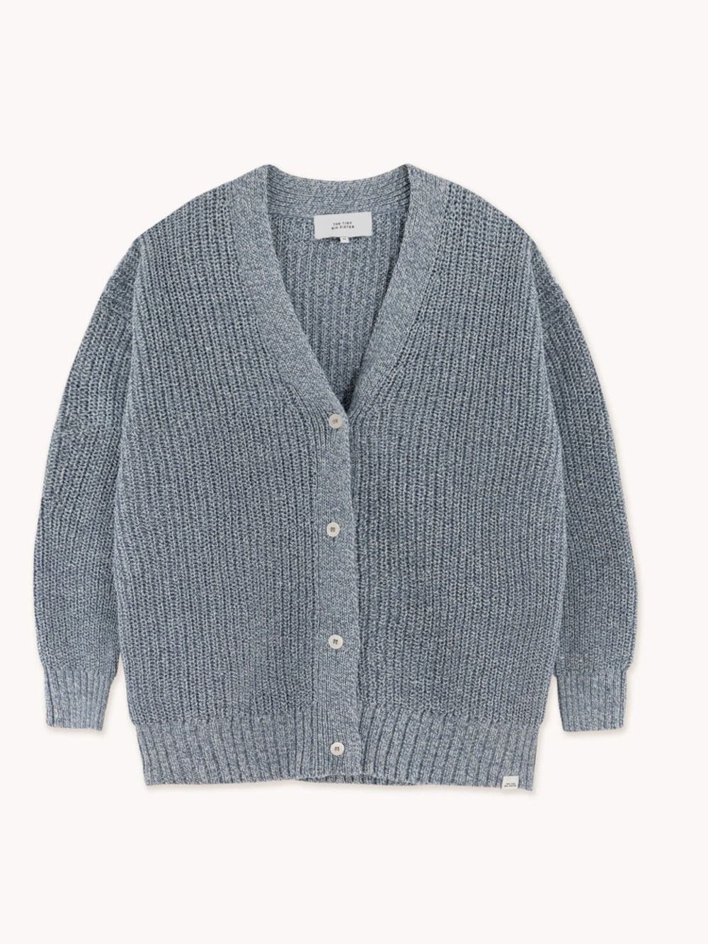Tiny Big Sister Sofia Melange Cotton Button-down Cardigan Blue/cream